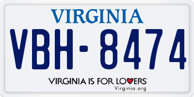 VA license plate VBH8474