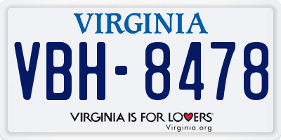 VA license plate VBH8478