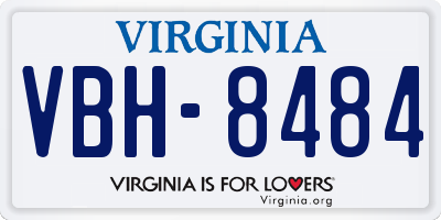 VA license plate VBH8484