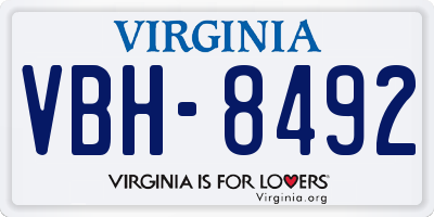 VA license plate VBH8492