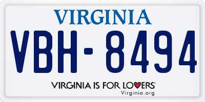 VA license plate VBH8494