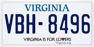 VA license plate VBH8496