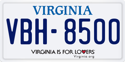 VA license plate VBH8500