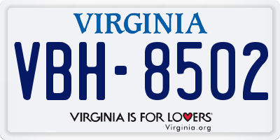 VA license plate VBH8502