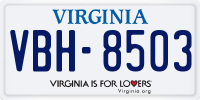 VA license plate VBH8503