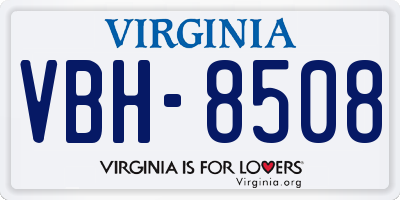 VA license plate VBH8508