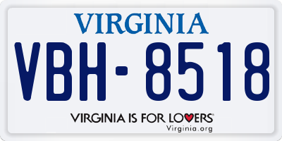 VA license plate VBH8518