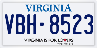 VA license plate VBH8523