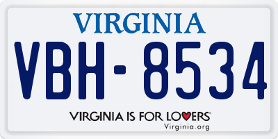 VA license plate VBH8534