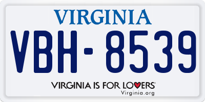 VA license plate VBH8539