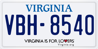VA license plate VBH8540