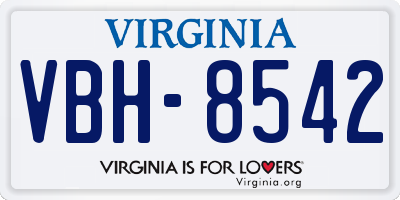VA license plate VBH8542
