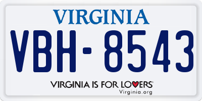 VA license plate VBH8543