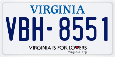 VA license plate VBH8551