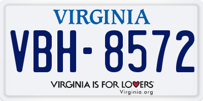 VA license plate VBH8572