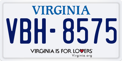 VA license plate VBH8575