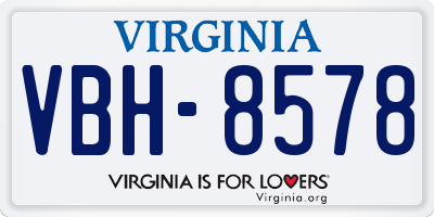 VA license plate VBH8578