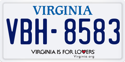 VA license plate VBH8583
