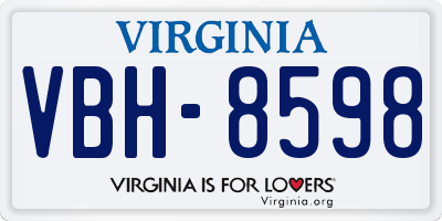 VA license plate VBH8598