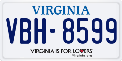 VA license plate VBH8599