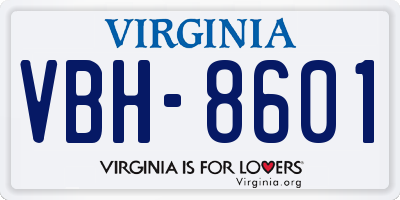 VA license plate VBH8601