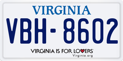 VA license plate VBH8602