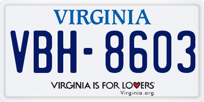 VA license plate VBH8603
