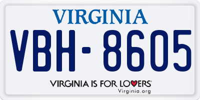 VA license plate VBH8605