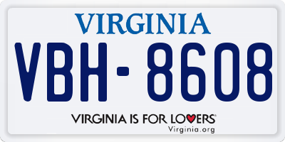 VA license plate VBH8608
