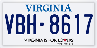 VA license plate VBH8617