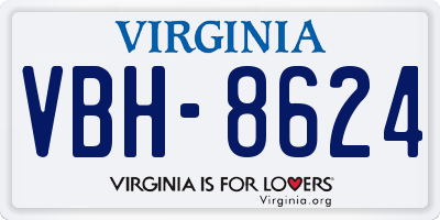 VA license plate VBH8624