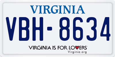 VA license plate VBH8634