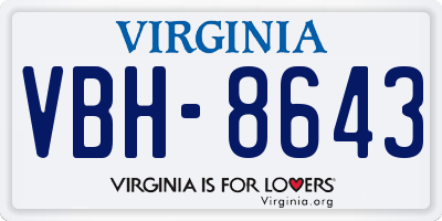 VA license plate VBH8643