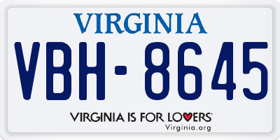 VA license plate VBH8645