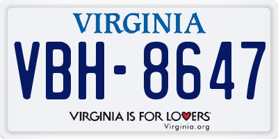VA license plate VBH8647