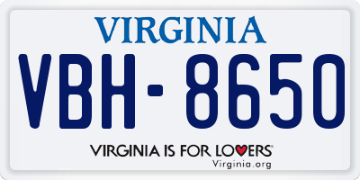 VA license plate VBH8650