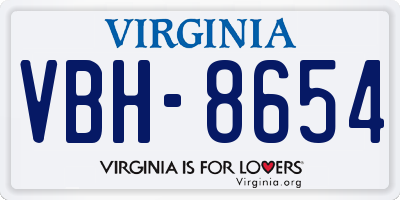 VA license plate VBH8654