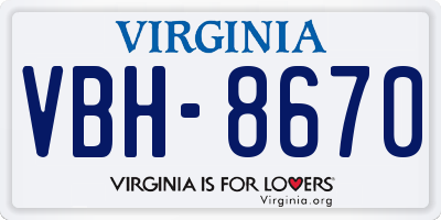VA license plate VBH8670