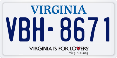 VA license plate VBH8671