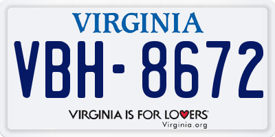 VA license plate VBH8672