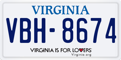 VA license plate VBH8674