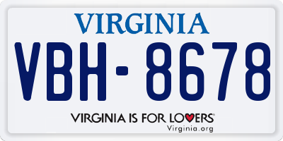 VA license plate VBH8678