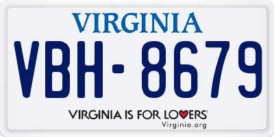 VA license plate VBH8679