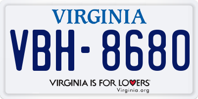 VA license plate VBH8680