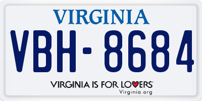 VA license plate VBH8684