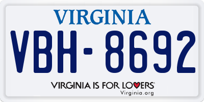 VA license plate VBH8692