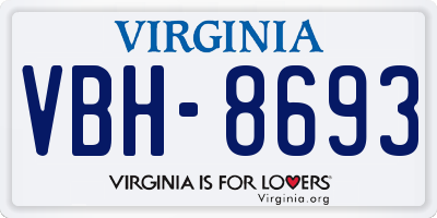 VA license plate VBH8693