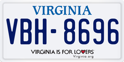 VA license plate VBH8696