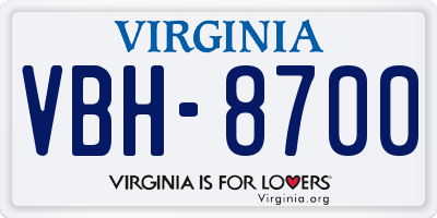 VA license plate VBH8700