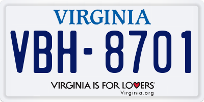 VA license plate VBH8701